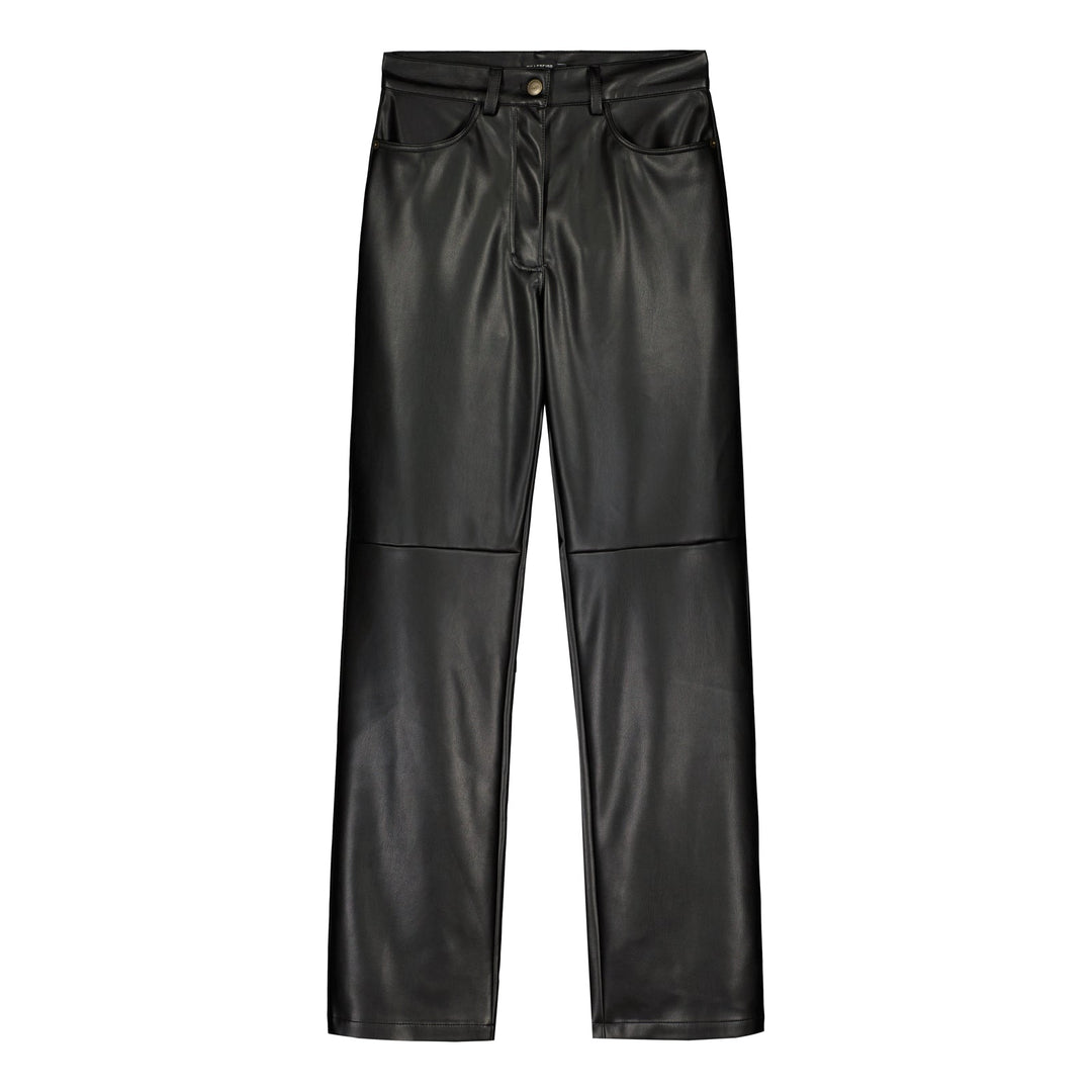 23ss fcrb「SYNTHETIC LEATHER PANTS FAZAIQILUO Women's High Waisted Leather Pants, Tight Fitting